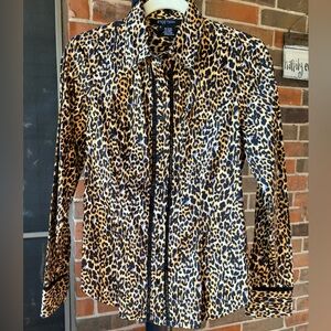 Etcetera Brown Animal  Print Button Up Blouse size 6